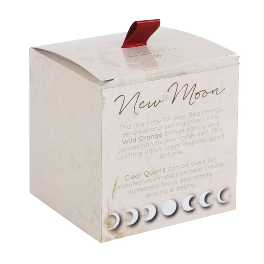 New Moon Wild Orange Manifestation Candle with Clear Quartz