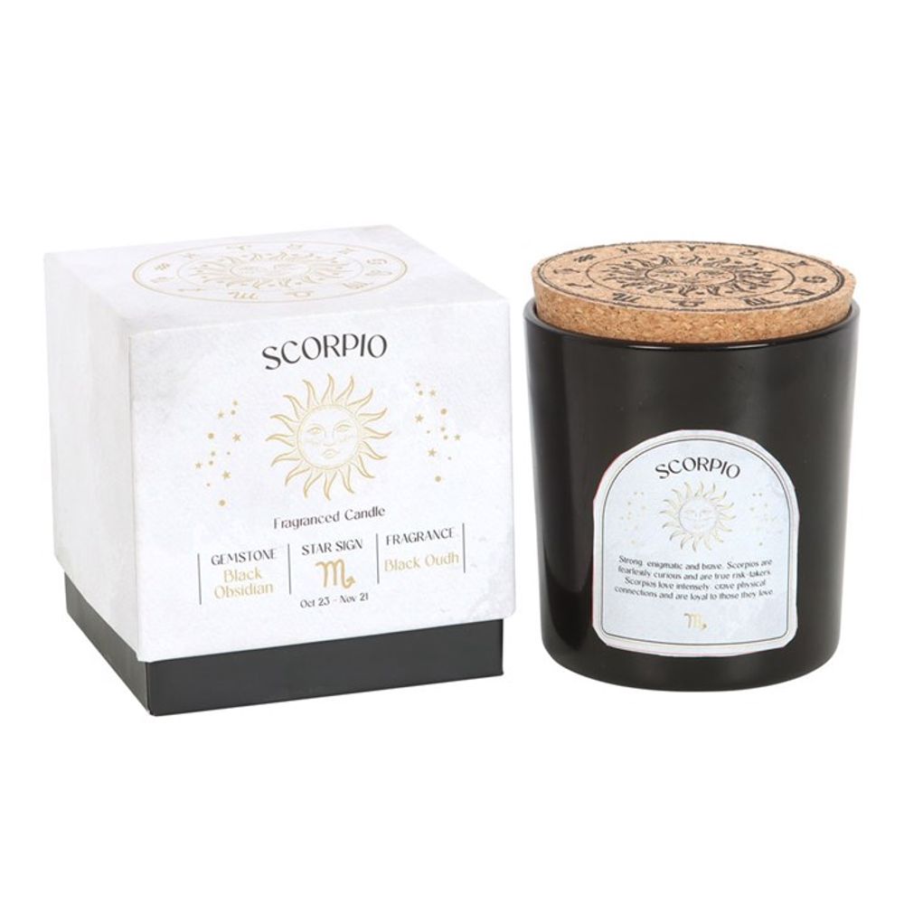 Scorpio Black Oudh Gemstone Zodiac Candle