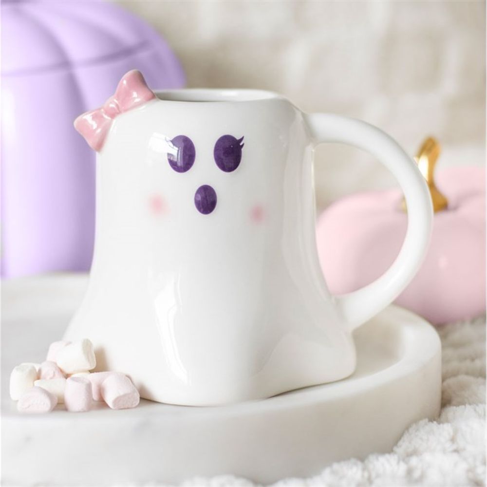 Miss Boo Ghost Shaped Mug with Bow