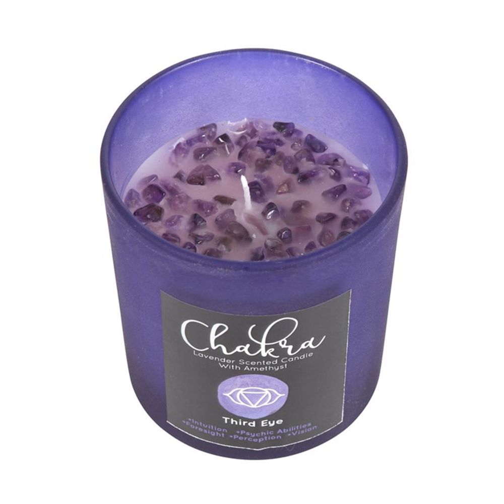 Third Eye Chakra Lavender Crystal Chip Candle