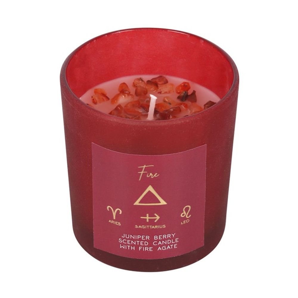 Fire Element Juniper Berry Crystal Chip Candle